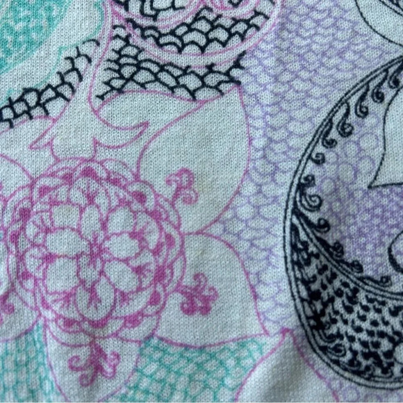 Talbots Multi Color Floral Mandala Linen Sleeveless Blouse Tank Top - Picture 8 of 14